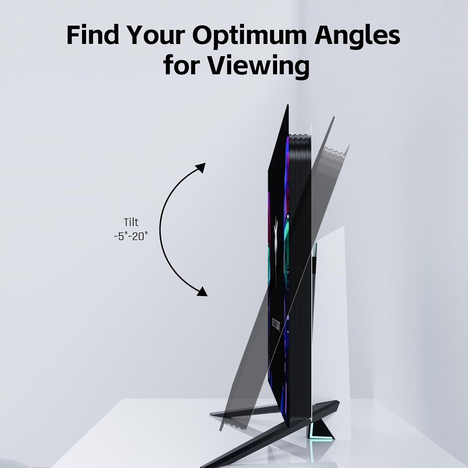 KTC G42P5/G48P5S Stand Set – White Monitor Stand, for 42/48 Inch OLED Monitor, Sturdy Metal Design, -5° ~ +20° Tilt with RGB Light, 100×100 Vesa Support