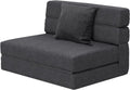ANONER Folding Sleeper Chair Sofa Bed with Pillow, Memory Foam Fold Out Chair Bed and Futon Floor Couch, Twin Size, Dark Gray