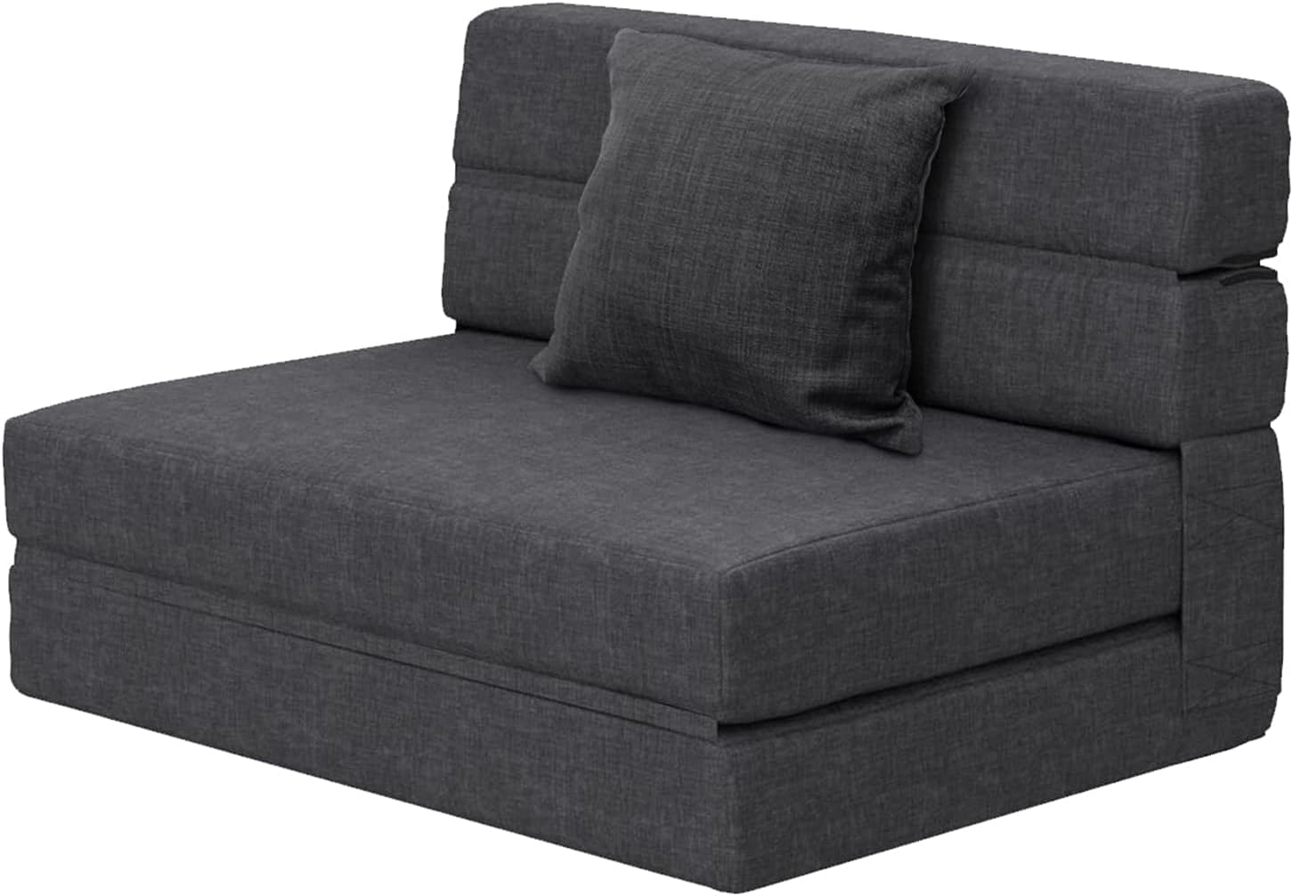 ANONER Folding Sleeper Chair Sofa Bed with Pillow, Memory Foam Fold Out Chair Bed and Futon Floor Couch, Twin Size, Dark Gray