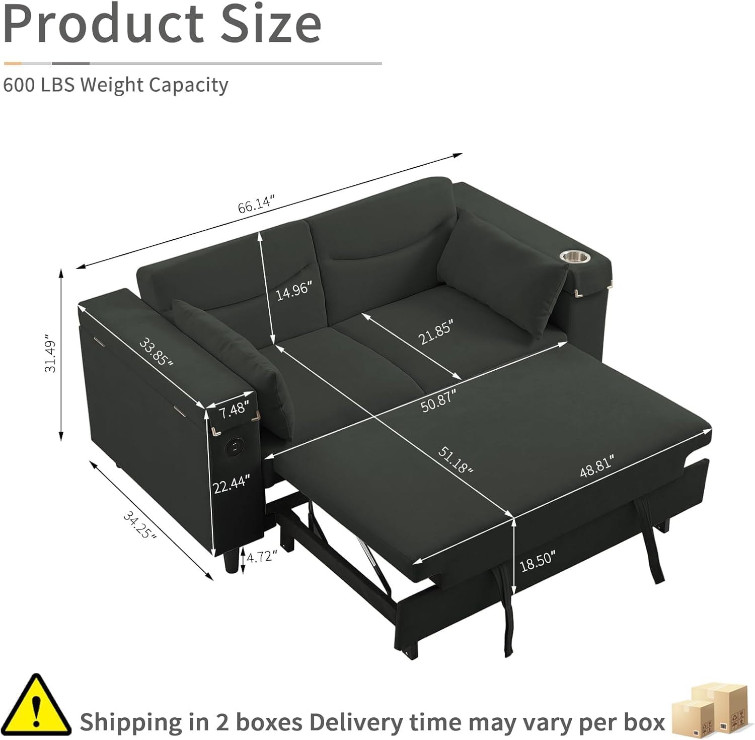 Auvsoce 66.4' Loveseat Sofa, Modern Couches for Living Room,Corduroy Recliner, Dual armrest Storage Space, Integrated Spring Cushion, Solid Wood Frame, Built-in USB Charging Port (Grey)