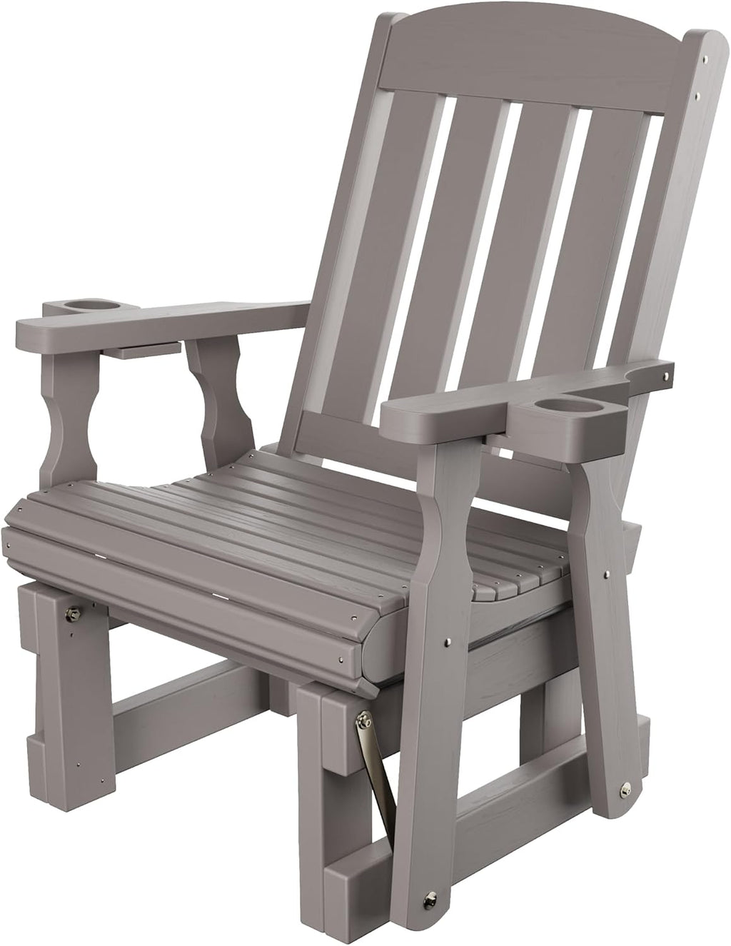 Amish Casual Heavy Duty 600 Lb Mission High Back Treated Glider Chair with Cupholder (Semi Solid Grey Stain)