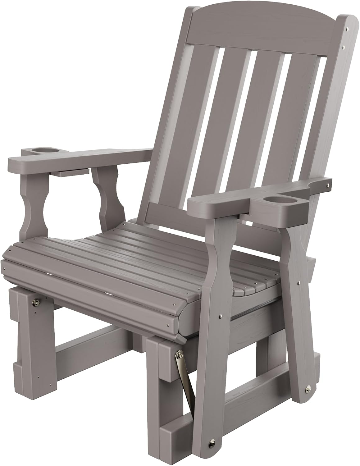 Amish Casual Heavy Duty 600 Lb Mission High Back Treated Glider Chair with Cupholder (Semi Solid Grey Stain)