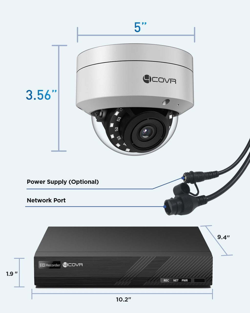 4COVR 4K Security Camera System, 6X 8MP IK10 Vandal-Proof Dome PoE IP Cameras, AI Human/Vehicle Detection, 8CH NVR & 2TB HDD, IP67 Weatherproof, 24/7 Outdoor Commercial Surveillance, LY54AX8M0806-1