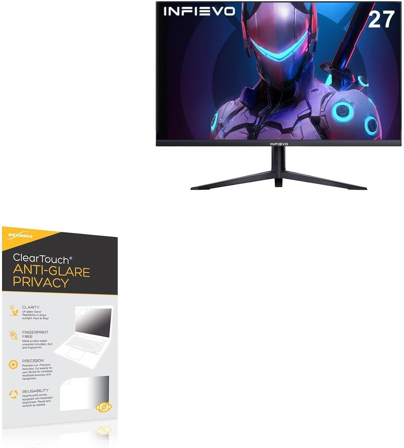 BoxWave Screen Protector Compatible with INFIEVO Gaming Monitor QHD Wide 1440p - ClearTouch Anti-Glare Privacy (2-Pack), Privacy Screen Protector Flexible Film Anti-Glare