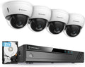 Amcrest 5MP Security Camera System, 4K 8CH PoE NVR, (4) x 5-Megapixel 2.8mm Wide Lens Weatherproof Metal Vandal Dome PoE IP Cameras, Pre-Installed 2TB Hard Drive, NV4108E-IP5M-D1188EW4-2TB (White)