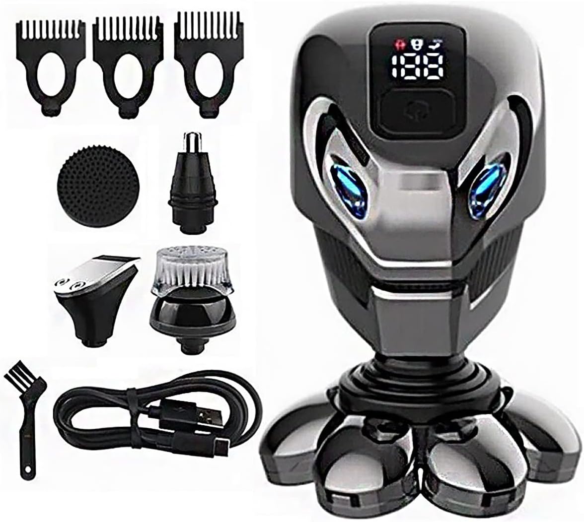 Electric Razor for Men, 5 In 1 Wet Dry Electric Shaver For Men Beard Hair Trimmer Electric Razor Rechargeable Shaving Machine LCD Display Grooming Kit