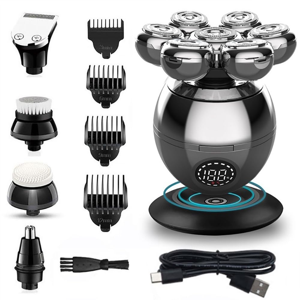 Head Shavers for Bald Men, 5 In 1 Razor 7-Blade Grooming Kit Electric Shaver For Men Head Rechargeable Electric Razor Body Beard Hair Trimmer Bald Shaving Machine