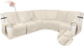 HDCAXKJ 100% Waterproof Velvet Recliner Sectional Couch Covers L Shaped Corner Reclining Sofa Cover Washable Thick Non Slip Sectional Slipcover with Pockets (5 Seat and 1 Middle Console, Beige)