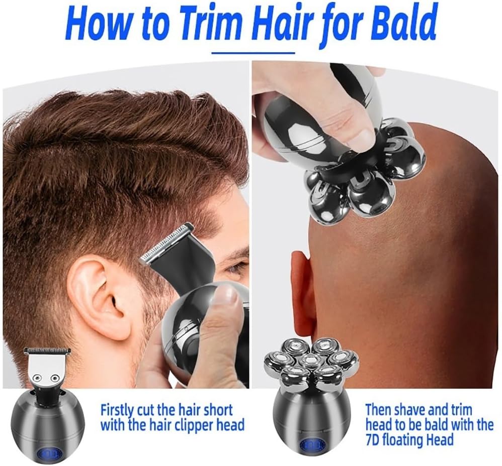 Head Shaver for Men, Rechargeable 5 in 1 Multi Grooming Kit Beard Hair Electric Shaver for Men Body Trimmer Facial Electric Razor Balde Shaving Machine