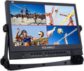 FEELWORLD ATEM156 Quad-Split Monitor 4K 15.6' Director's Monitor with 4 x HDMI I/O Live Streaming Broadcast Display Screen for Switchers, Mixer, Studio, Television
