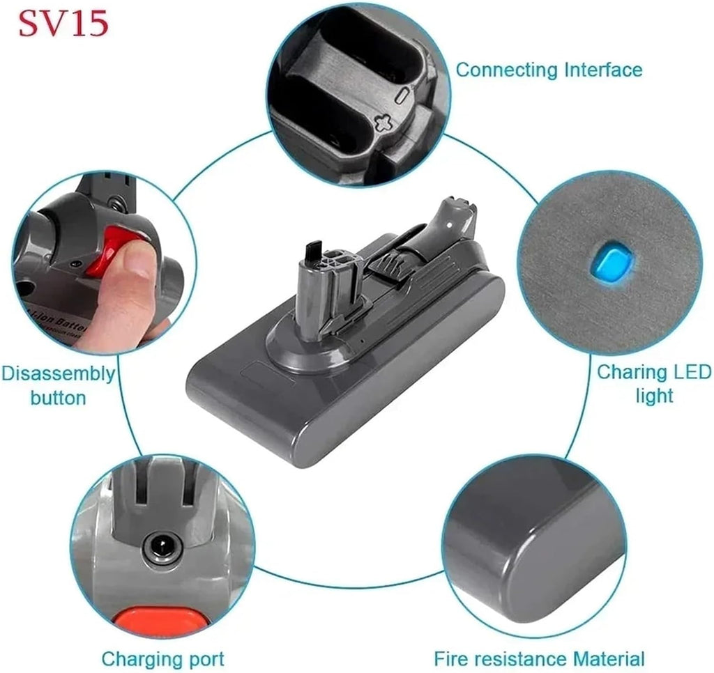 Battery, Compatible with Dyson V11, SV14, SV15 Series, 970145-02, Fluffy SV15, Absolute Extra, Absolute, Animal Vacuum Cleaner(SV15 6000mAh)
