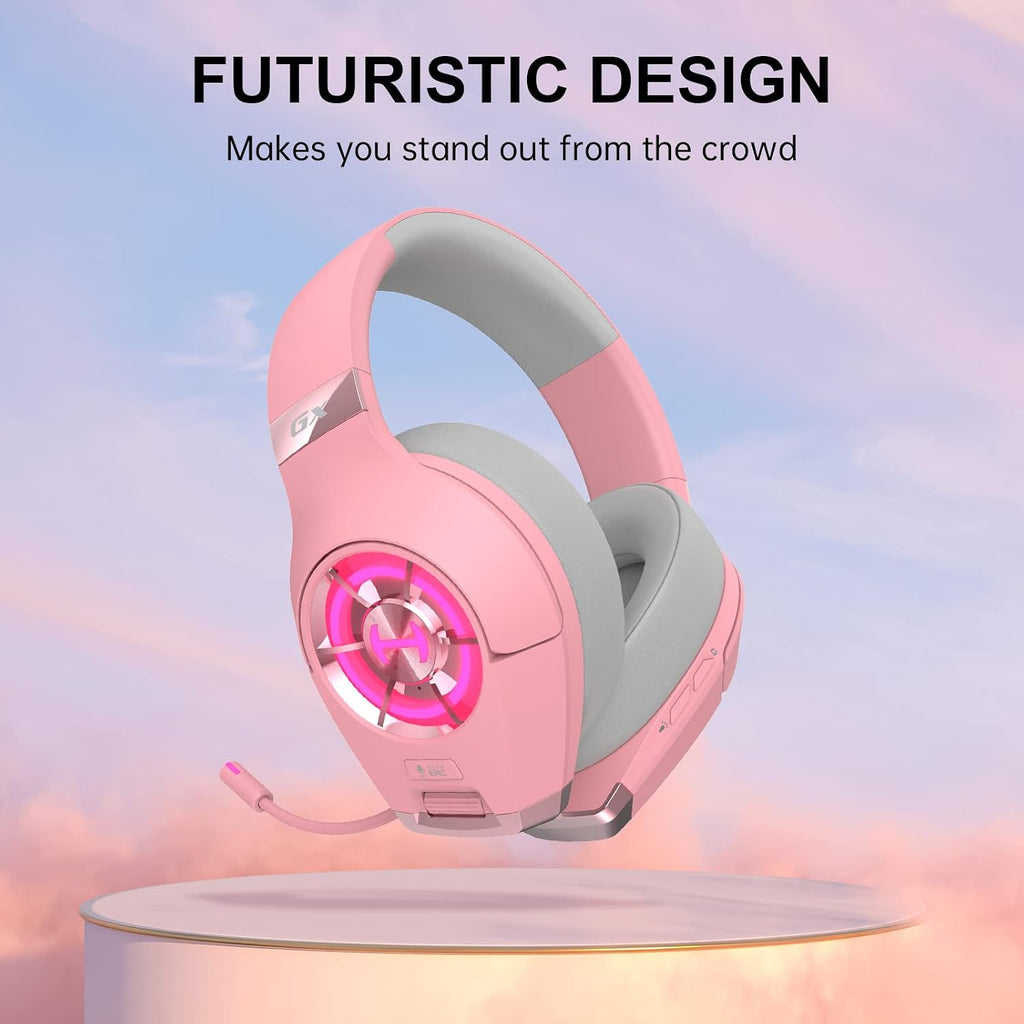 Edifier Hecate GX Hi-Res Gaming Headset for PS4/ PS5/ PC/Switch/Xbox Gamepad - USB/Type-C/3.5mm Wired Gaming Headphones with Microphone RGB Lighting - ENC Noise Cancelling - 50mm Driver (Pink)