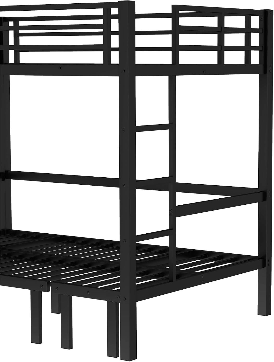 Full Over Full Bunk Bed for Adults, Heavy Duty Bunk Bed can Turns into Full Size Loft Bed with U-Shaped Sofa, Adults Bunk Bed with Safety Rails and Side Ladder, Black(Not Include Cushion)
