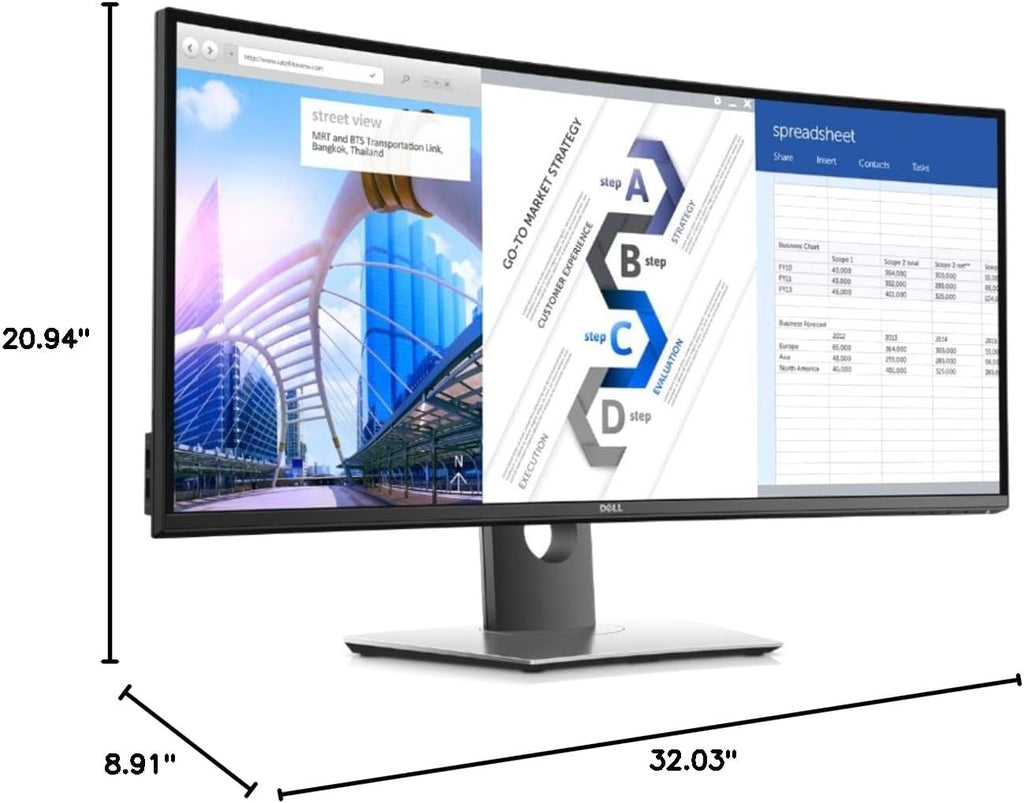 Dell U3417W FR3PK 34-Inch QHD Ultra Wide 1440p Screen Led-Lit Monitor, Single