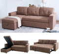 Naomi Home L Shaped Sectional Couch with Storage & Pull Out Bed – 3-in-1 Convertible Sleeper Sofa Bed, Small L Shape Sofa for Living Room, Sofa Bed with Storage Chaise in Mocha, Velvet