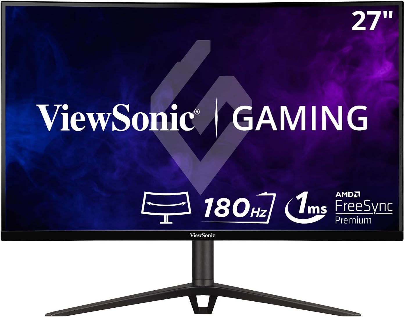 ViewSonic VX2718-2KPC-MHD 27 Inch WQHD 1440p 165Hz 1ms Curved Gaming Monitor with Adaptive-Sync Eye Care HDMI and Display Port (Renewed)
