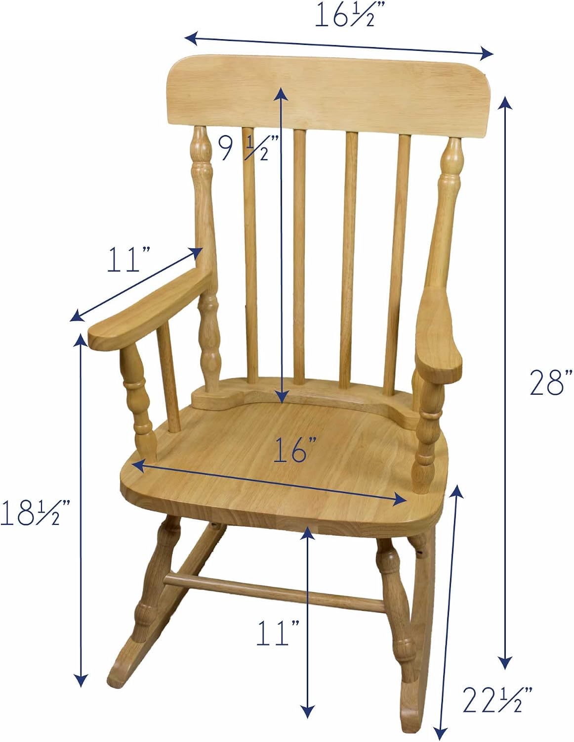 My Bambino Personalized Boys with Name only Natural Wooden Rocking Chair | Baby Shower & Birthday Gift