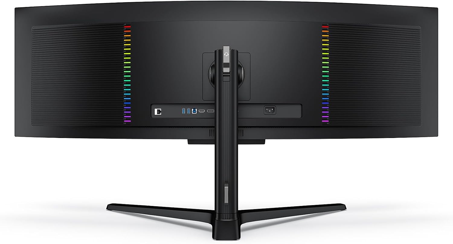 INNOCN 49' 49Q1S OLED Curved Gaming Monitor 5120 x 1440p 240Hz, 0.03ms, USB Type C 90W, HDMI 2.1, DisplayPort, USB Hub, Surrounding Speakers, Adaptive-Sync, Height Adjustable Stand, Black