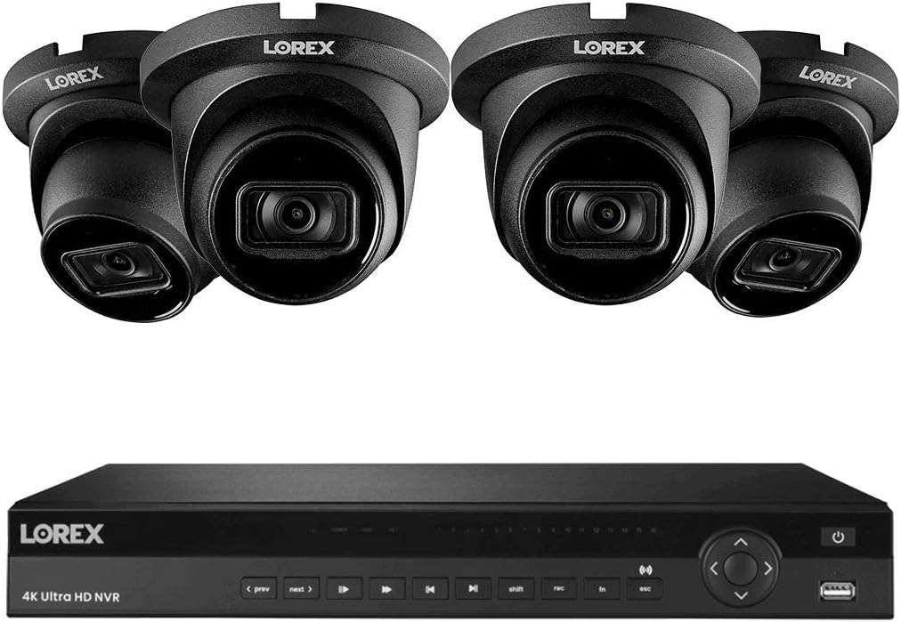 Lorex Technology Lorex NC4K3F-164BD 4K Surveillance System w/ N882A63B 3TB 4K 16 Channel NVR and 4 4K 8MP LNE9242B Audio Dome Cameras Featuring Real-Time 30FPS Recording and Smart Motion Detection