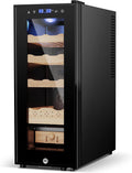 35L Electric Humidor Cabinet–200~250 Count Large Capacity Electric Humidor| Thermostatic Cooling with Spanish Cedar Wood Shelves, Digital LED Screen & Safety Lock |Gift for Men