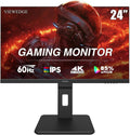 Viewedge 24 inch 4K 60Hz Computer Monitor, 5ms UHD 2160p IPS Monitor, Type C, HDMI, DP Port, Built-in Speakers, Vertical Monitor Support Wall Mount