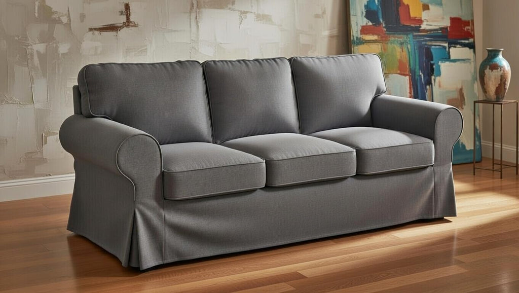 Sofa Covers Compatible with IKEA Ektorp 3 Seat Sofa Slipcovers (Polyester Flax Dark Gray, Ektorp Sofa)
