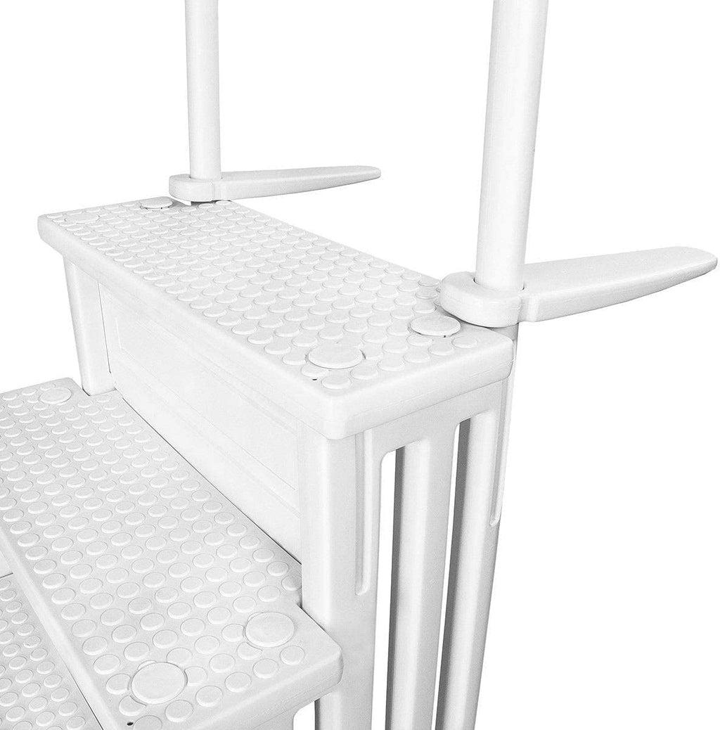 XtremepowerUS 4-Step Above Ground Swimming Pool Ladder Step to Deck Mounted Step Ladder W/Double Handle Rail Slip Prevent 48' to 54' inch, White