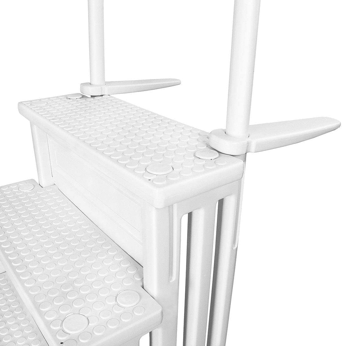 XtremepowerUS 4-Step Above Ground Swimming Pool Ladder Step to Deck Mounted Step Ladder W/Double Handle Rail Slip Prevent 48' to 54' inch, White