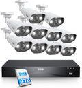 ZOSI 24CH 4K PoE Security Camera System, 10pcs 4K Outdoor PoE Wired Cameras, Face/Person/Vehicle Detection, 2 Way Talk, Spotlight Siren, 16 Port 24CH 8MP Dual-Disk NVR with 4TB HDD for 24/7 Recording