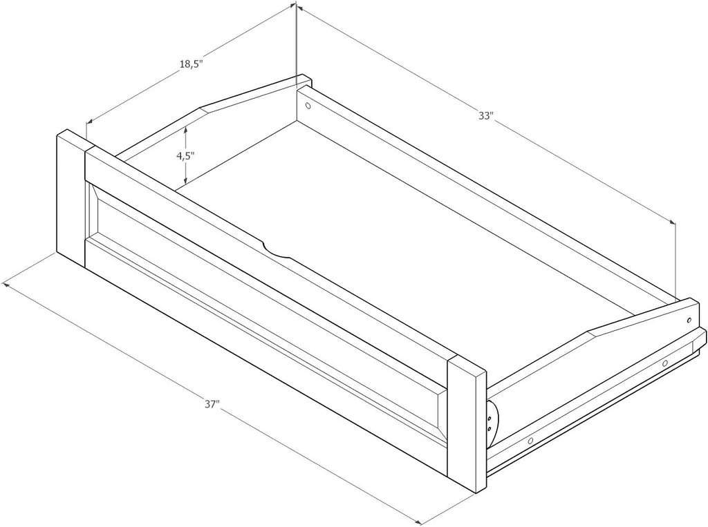 Kodiak Furniture Monterey Futon Set with Storage Drawers, with Antique White Base and Canadian Mattress