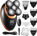 Electric Razor for Men, 5 in 1 Electric Shaver for Men Beard Hair Trimmer Electric Razor 5D Floating Five Blade Heads Electric Nose Hair Trimmer LCD Display ( Color : Golden )