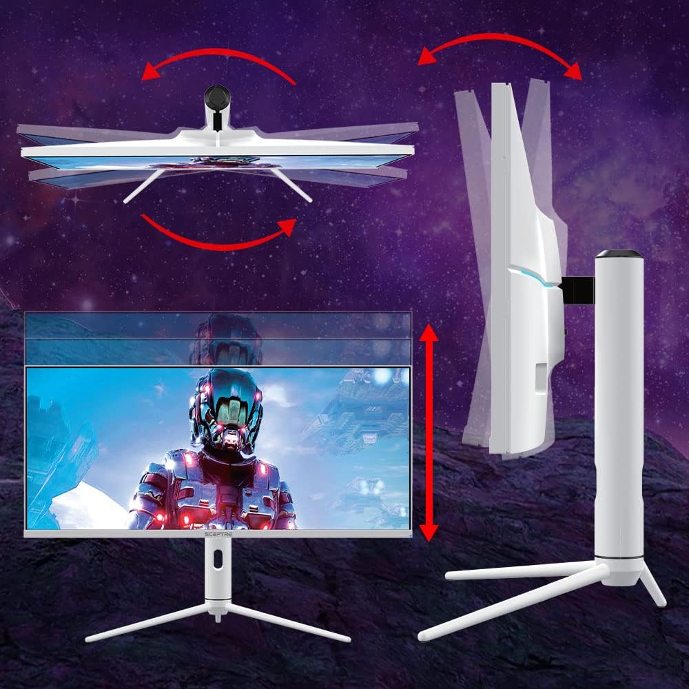 Sceptre IPS 34' White UltraWide Monitor 3440 x 1440p HDR400 1ms up to 144Hz 95% DCI-P3 PIP PBP DisplayPort HDMI USB-C Height Adjustable (E345B-QUN168W)
