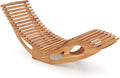 RELAX4LIFE Rocking Chaise Lounge Chair - Acacia Wood Sun Lounger w/Slatted Seat & Bottom Stopper, Indoor Outdoor Rocker for Pool Porch Patio, 350LBS Capacity, Wooden Rocking Lounge Chair (1, 23.5'')