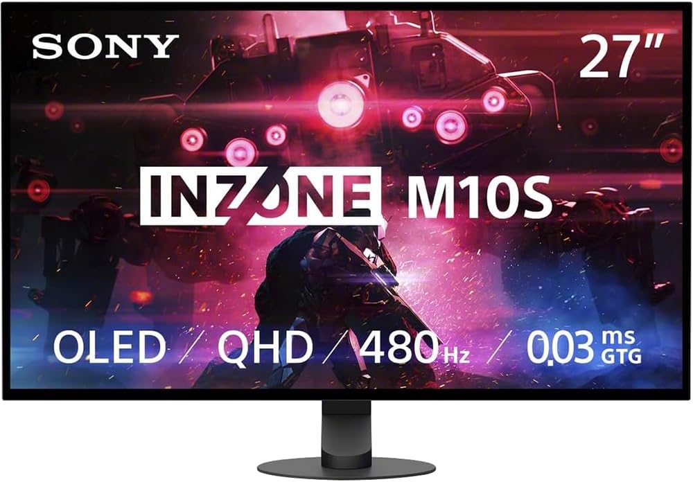 Sony (Refurbished SDM27Q10SB 27 inch INZONE M10S OLED QHD 1440p HDR 480Hz Gaming Monitor (Renewed)