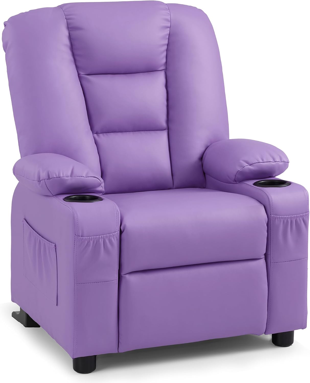 MCombo Big Kids Recliner for Ages 3+, Child Reclining Chair, Toddlers Recliner Sofa with Cup Holders, Faux Leather, 7322(Violet)