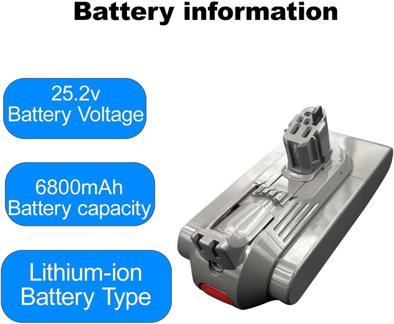 OUTMX 25.2V 25000mAH 6800mAH 8800mAH Replacement Battery Compatible for Dyson V11 Torque Drive/Complete/Fluffy/Animal - High Capacity Vacuum Power Pack(8800mAh)