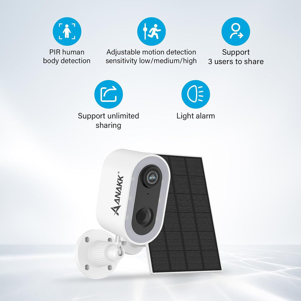 Solar Security Cameras System Wireless Outdoor with Monitor, 2 Cameras Home Surveillance, Color Night Vision, 24/7 Recording, Motion Detection, Weatherproof, Expandable to 10CH, No Monthly Fee (White)