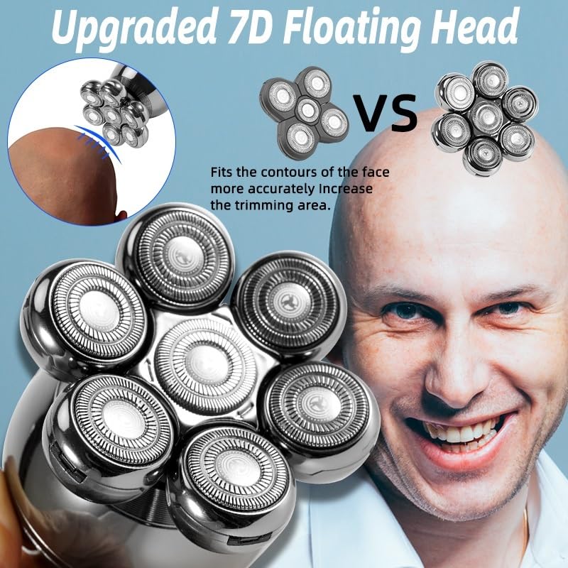 Head Shavers for Bald Men, 5-IN-1 Rechargeable Multi Grooming Kit Beard Hair Electric Shaver For Men Body Trimmer Facial Electric Razor Balde Shaving Machine