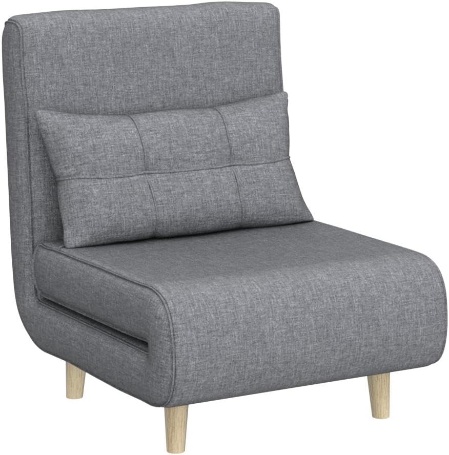 Aiho 3 in 1 Sleeper Chair Bed, Convertible Chair Bed Futon Sofa with Adjustable Backrest, Accent Chair for Apartment/Bedroom/Office, Dark Grey