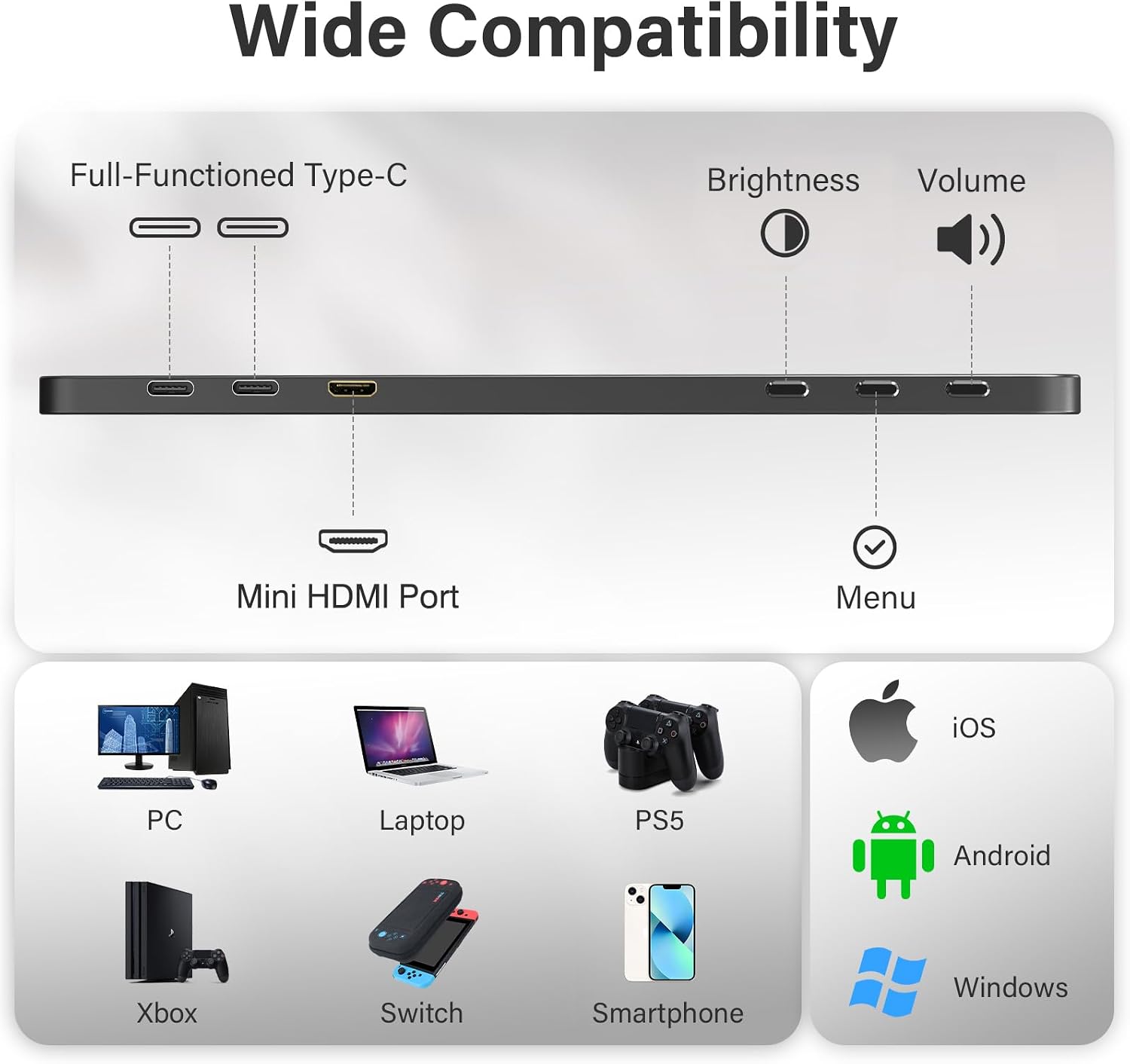 Lepow Portable Monitor 15.6 Inch, FHD 1080P USB-C HDMI Gaming Ultra-Slim IPS Display Eye Care Screen with Speakers, External Monitor for Laptop PC PS4 Xbox Phone w/Smart Cover, Plug & Play Black