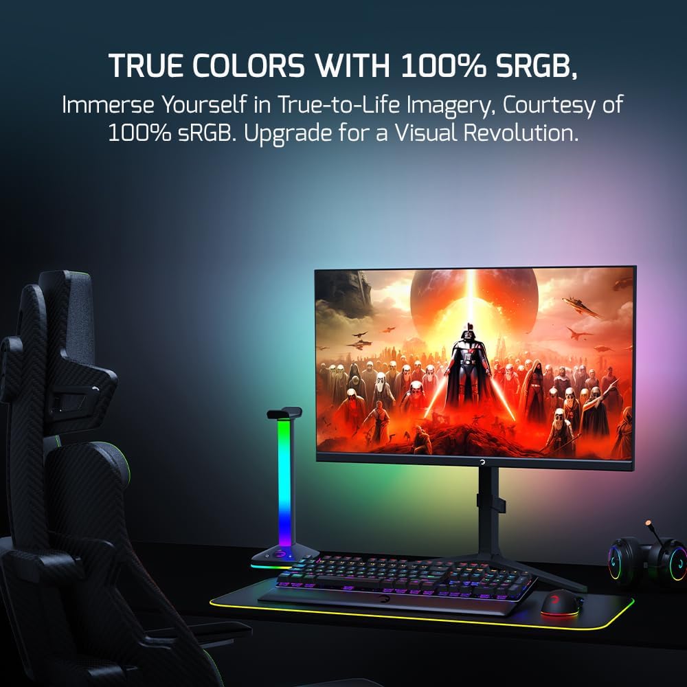 GAMEPOWER Rapid 27 inch Gaming Monitor 360Hz 1ms, 1080P Flat IPS, HDR10 Height/Tilt/Swivel/Pivot Adjustable RGB Anti-Glare Display, HDMI/DP/USB, FreeSync, G-Sync, 350 cd/m² Bright LEDs, Laser Logo