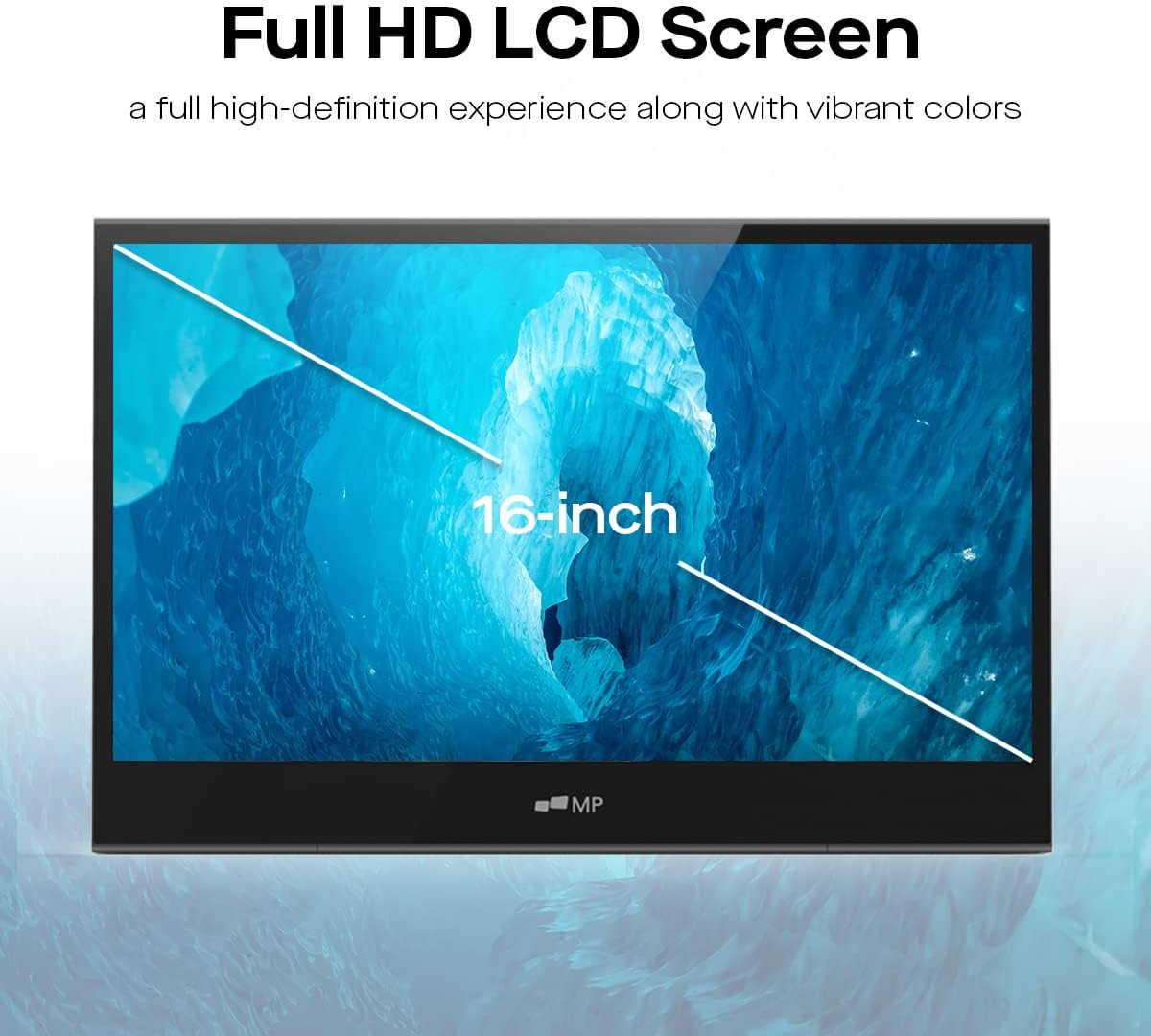 Mobile Pixels Glance Portable Monitor, 16' FHD 1080P Monitor, Travel Monitors with Dual Speakers, Tilt Adjustment & Non-Slip, HDMI USB C Plug & Play Extra Monitors for Laptop, macOS, Windows