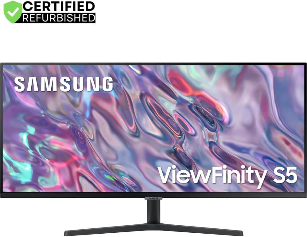 Samsung (Refurbished LS34C502GANXZA 34 inch ViewFinity S50GC Series 1440p HDR Ultrawide Monitor Bundle with 2 YR CPS Enhanced Protection Pack (Renewed)
