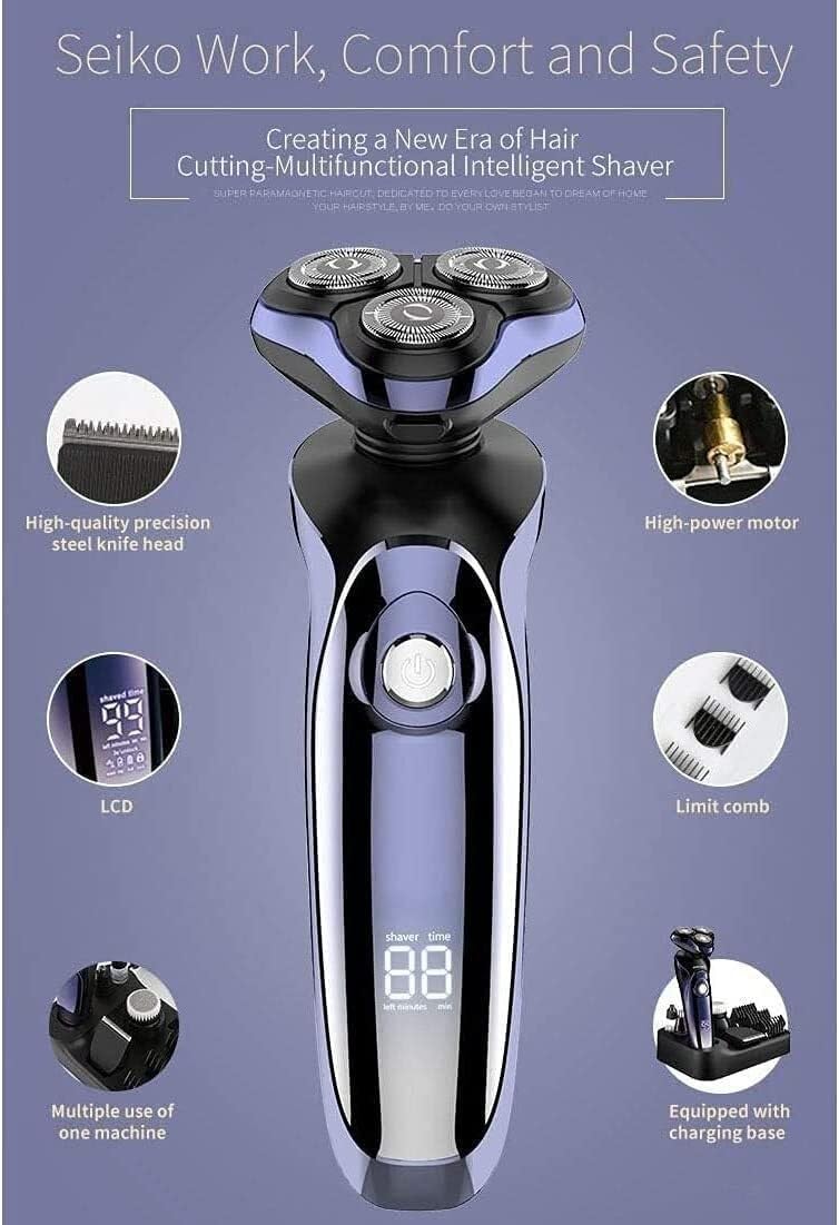 WEedsy Electric Shaver for Men 4D Rechargeable Rotary Razors Beard Trimmer Face Shavers Waterproof Wet & Dry Cordless with Pop-up Trimmer