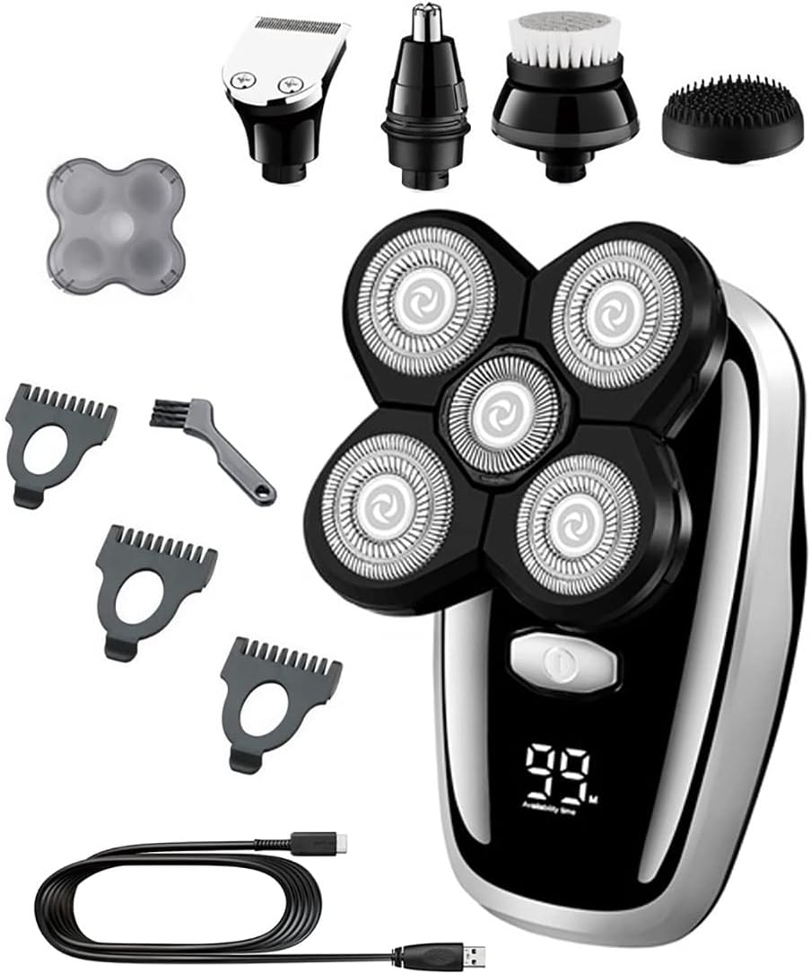 Electric Razor for Men, 5IN1 Multi Grooming Kit Digital Display Facial Electric Shaver Hair Trimmer Beard Body Electric Razor for Men Balds Shaving Machine