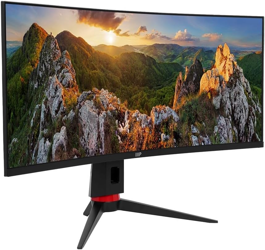 CrystalPro by Monoprice 34' Curved 1000R Ultrawide 1440P Monitor, 3440 x 1440P @ 165 Hz, 2ms (OD) VA Panel with USB Type‑C PD 65W and Height‑Adjustable Stand for Business & Gaming