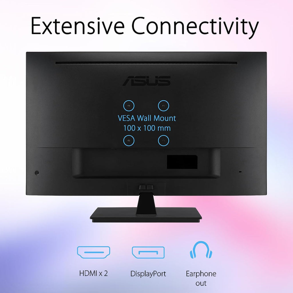 ASUS 32' 4K UHD Monitor, 3840 x 2160 IPS Display, HDR10, Adaptive-Sync, 99% sRGB, Built-in Speakers, Eye Care, DisplayPort HDMI, VESA Mountable Professional Desktop Gaming Display - Black