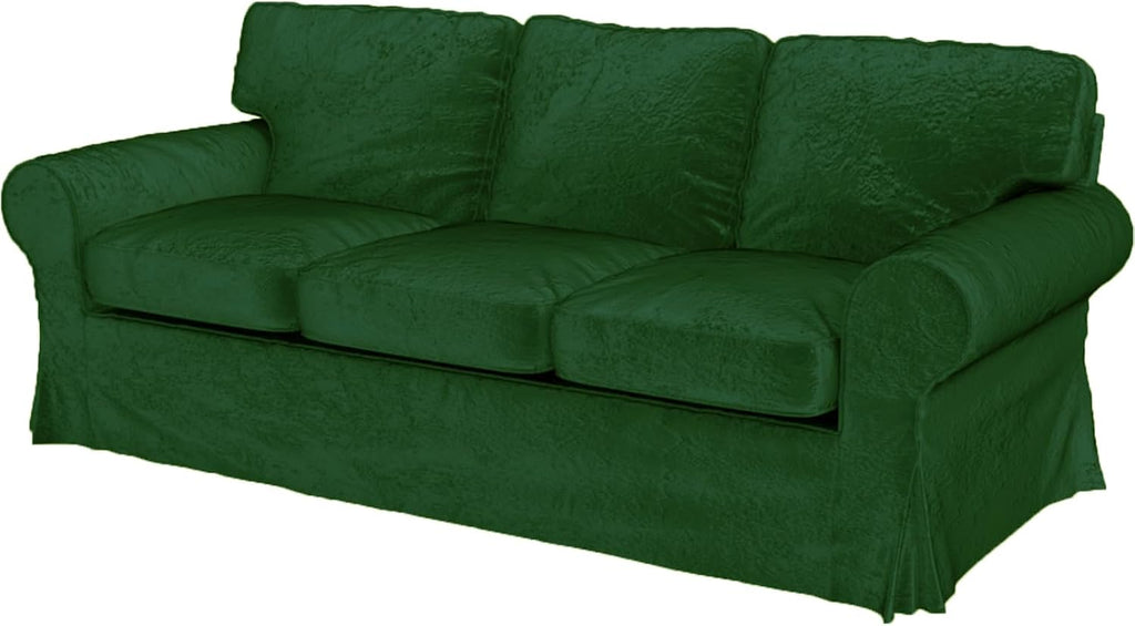 Velvet Pets Friendly Sofa Covers Custom Made Compatible for IKEA Ektorp Three Seat Sofa Slipcovers (Velvet Green Ektorp 3)