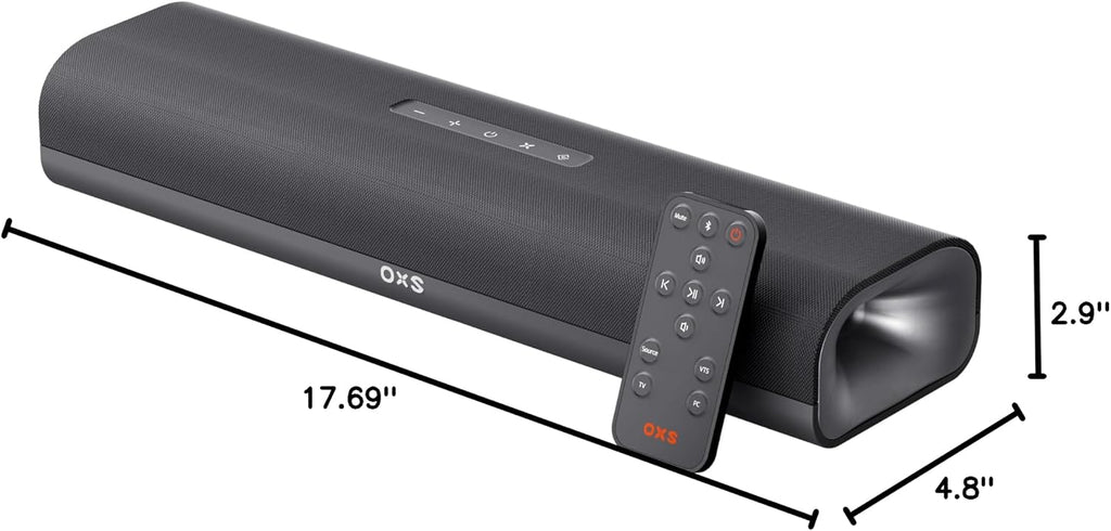 OXS Thunder Lite PC Gaming Soundbar, Sound Bars for TV with Virtual Surround Sound, 2 Full-Range Drivers, Bass Tube, Compact Design, HDMI/AUX/Optical Compatible, Bluetooth 5.0 Wireless Connection
