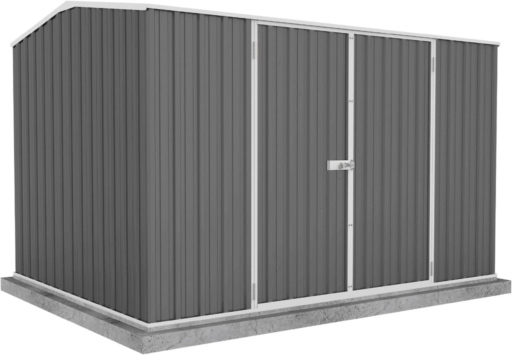 Absco Premier Storage Sheds, 10'x7' Metal Garage, DIY Backyard Shed, Utility Tool Storage, Weather & Wind Resistant Aluminum Panels & Steel Frame, Maintenance-Free, 12 Year Warranty, Woodland Gray